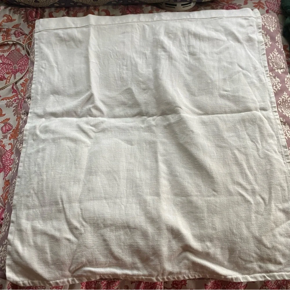 Matteo white linen & Lace Euro Sham  White Lace Trim Pillowcase